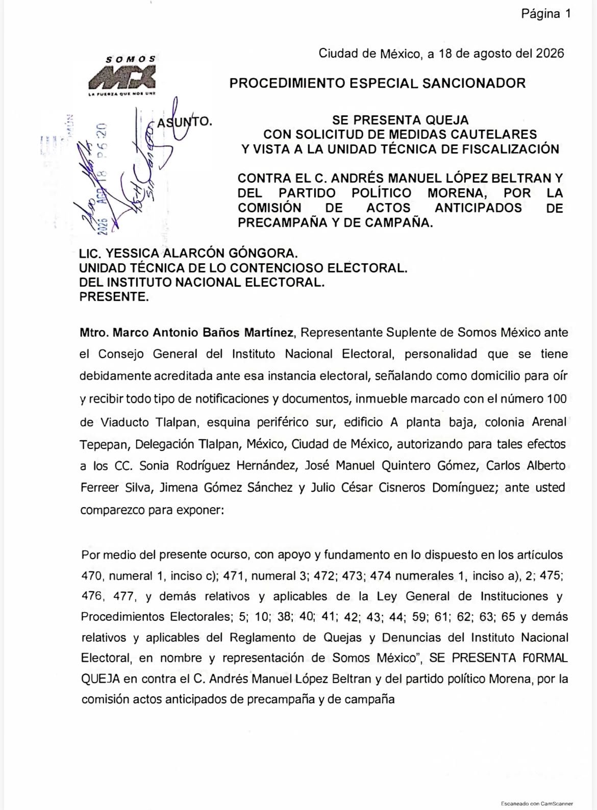 Queja contra Andrés Manuel López Beltrán