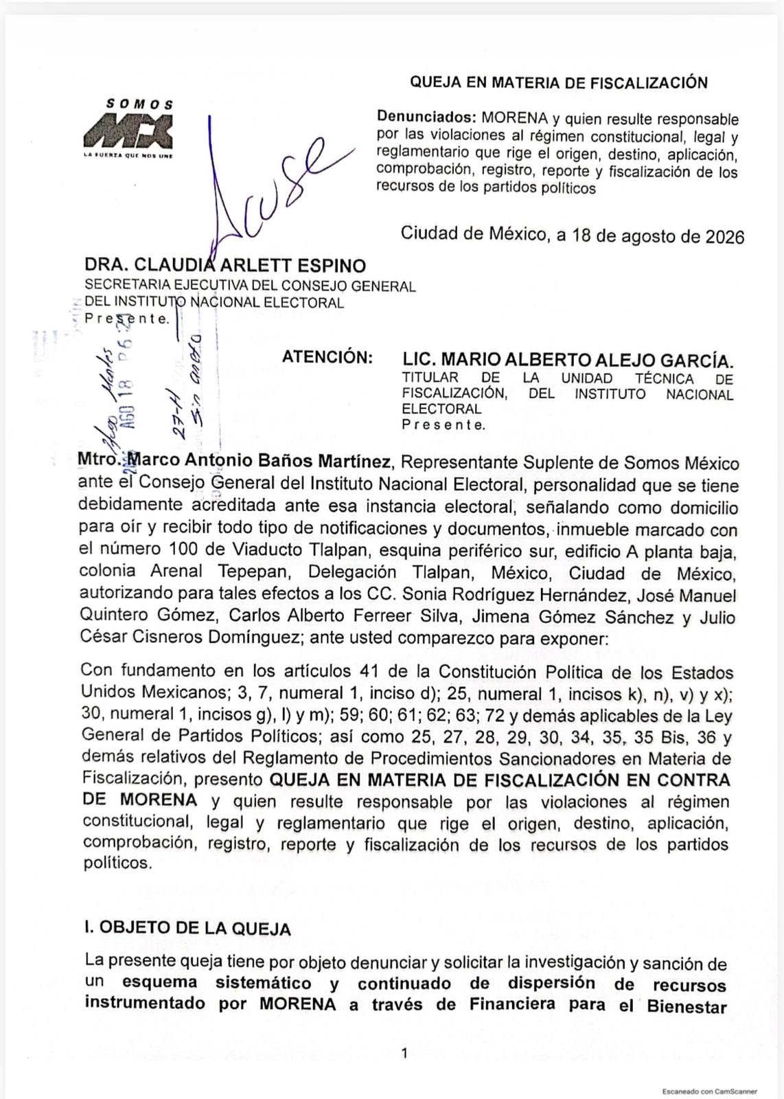 Queja de Fiscalización contra Morena