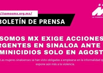Somos México exige acciones urgentes en Sinaloa ante 16 feminicidios solo en agosto
